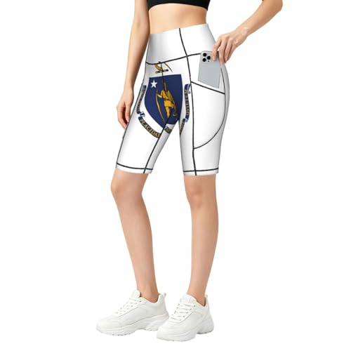 Legging de sport taille haute imprimé Massachusetts : pantalon d'entraînement doux et opaque