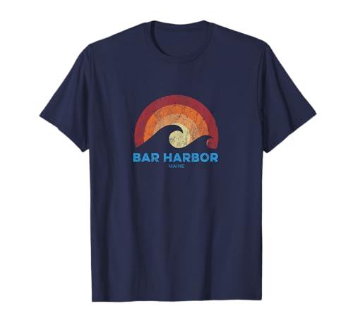 Bar Harbor Maine ME Camiseta retro Surf Beach Vibe Camiseta