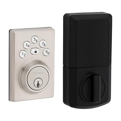Kwikset Powerbolt 240 5-Button Keypad Satin Nickel Contemporary Electronic Deadbolt Door Lock, Featuring Convenient Keyless Entry, Customizable User Codes and Auto-Locking