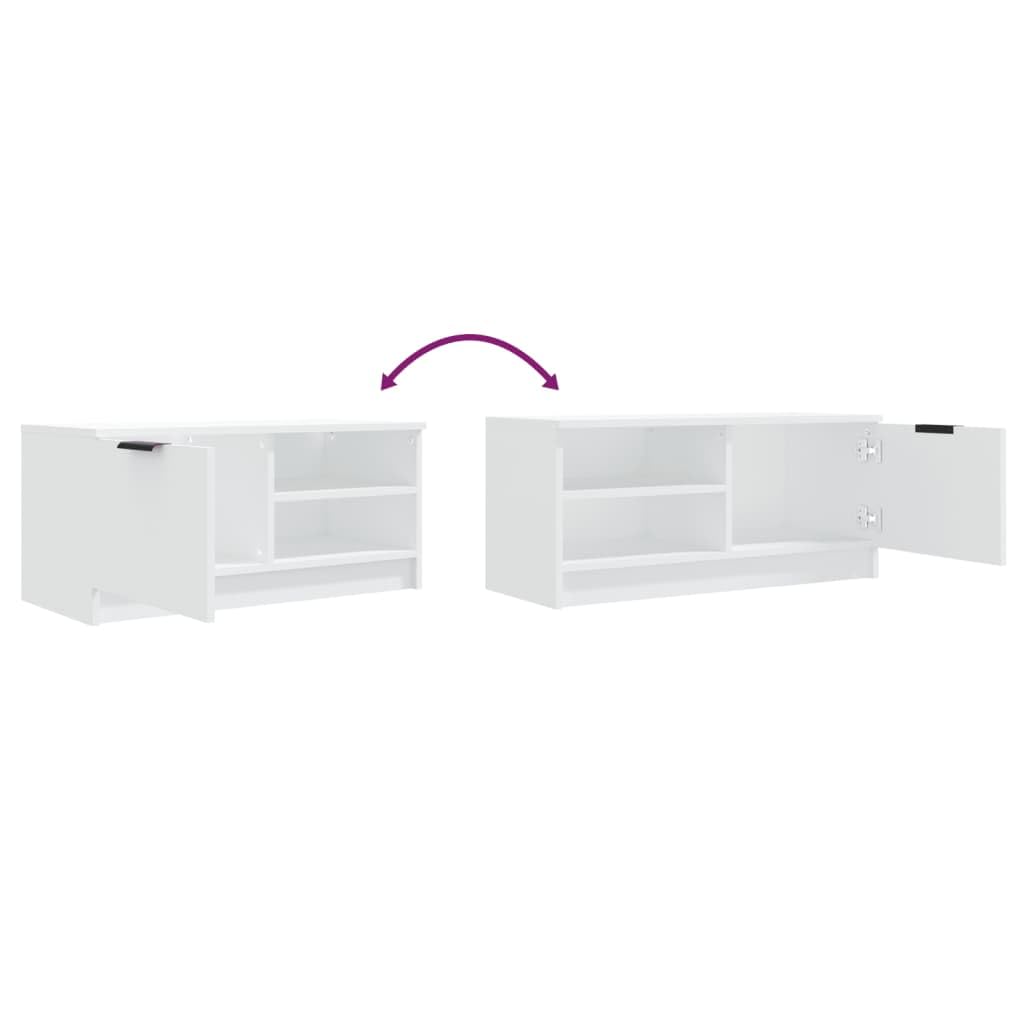 Zestaw 2 szafek TV, białe, 80 x 35 x 36,5 cm, materiał drewnopochodny, konsola medialna do salonu, sypialni, centrum rozrywki, stabilny blat stołu, eleganckie wzornictwo