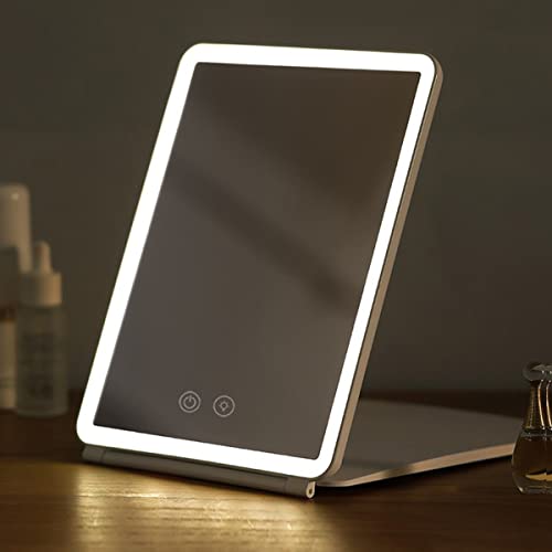 Rechargeable Travel Makeup Vanity Mirror with 80 Leds Lights, 3 Color Modes Portable Light Up Mirror