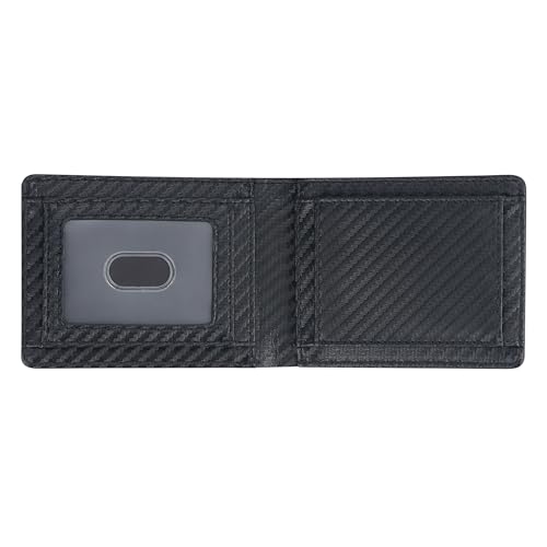 Carbon Fiber Slim Wallets for Men, Minimalist RFID Blocking Card Holder, Lightweight Front Pocket Wallet 3240 (Black)4