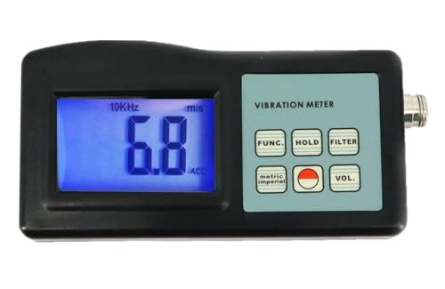 デジタル振動計テスター 加速度変位計 と 測定パラメータ 速度 加速度 変位 回転数 周波数 液晶LCD表示 バッテリー電圧表示 圧電式振動センサー 日本語取扱説明書付き