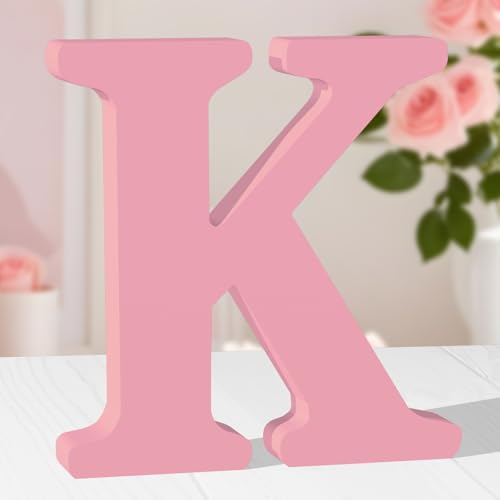 AOCEAN 10 Inch Pink Wood Letters Unfinished Wood Letters for