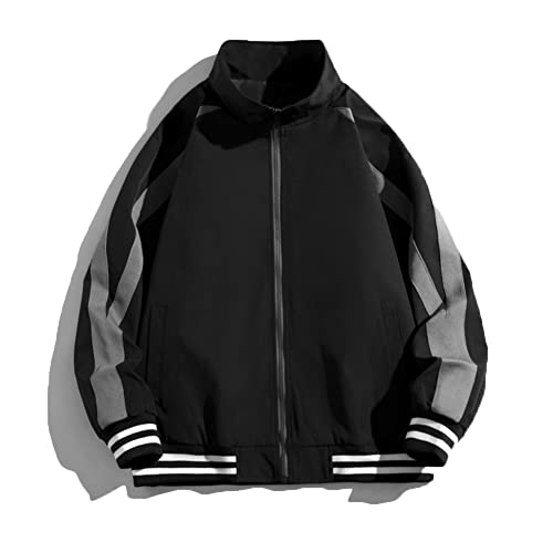 Veste bomber surdimensionnée homme Youllyuu noir XL décontractée