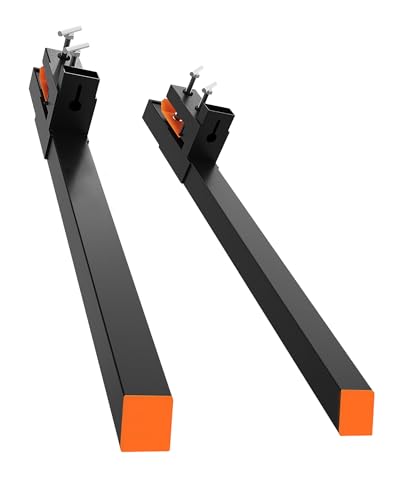 60 Inch Pallet Forks,60" Clamp on Pallet Forks Rated 2000 LBS for Loader Bucket Skid Steer Tractor, 45" x 1.9" Fork Length (Without Stabilizer Bar, Steel, 60")