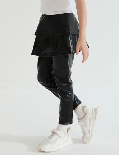 Girls Metallic Leggings with Ruffle Skirt Pants Kids Shiny Sparkle Pants Pantskirt3