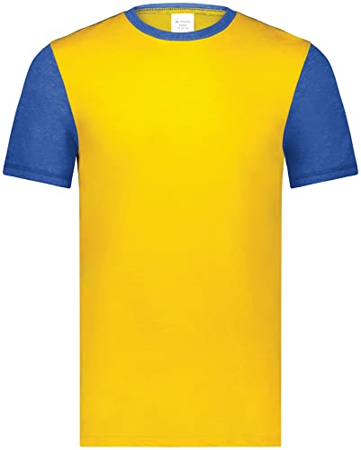 Augusta Sportswear Boys' Youth Gameday Vintage Ringer Tee, Gold Heather/Royal Heather, X-Large2