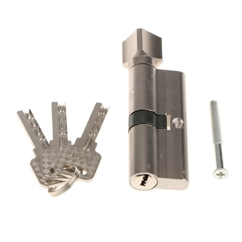 Serrure à cylindre de 90 mm avec bouton tournant en aluminium brossé - 5