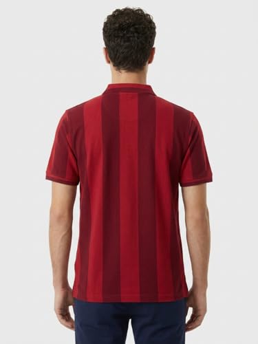 Image of Raymond Men Modern Fit Stripe Pattern Pure Cotton Polo Neck Half Sleeve Casual T-Shirt