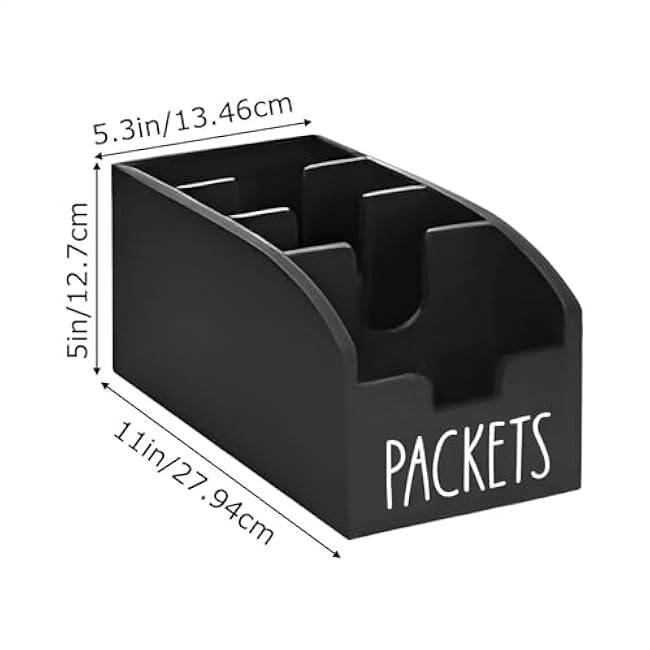 Generic Minimalist Wooden Kitchen Snack Organizer - 4 Compartment Black Packet Holder