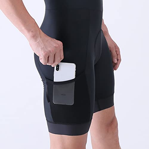 GCRFL Conjuntos de camisa de ciclismo masculinos leves, shorts com bolsos acolchoados, Preto, XX-Lar