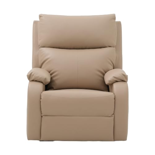 Image of Royaloak Nova Leatherette Recliner 1 Seater, Manual Recliner Chair with High Backrest, Tufted Design, Padded Armrests & Soft Cushions, Living Room Recliner Sofa, Ivory