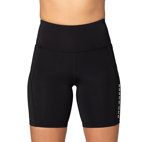 PRO-GRESS ACTIVE Womens High Waist Compression Shorts. Workout, Running, Bike, Yoga w.Small Credit...