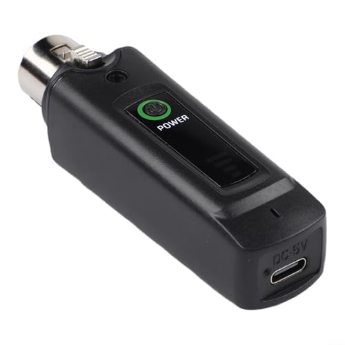 Sistema de micrófono inalámbrico XLR 2.4G con transmisor y receptor, recargable, rango estable, soporte múltiple de dispositivos para micrófono dinámico (1 en 2) miniatura 6