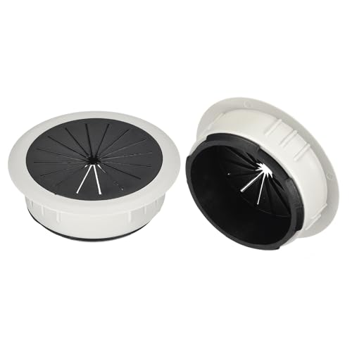QUARKZMAN 2 Stück Kabellochabdeckung, 2–3/20,3 cm (60 mm) ABS-Schreibtisch-Kabel-Draht-Schnur-Loch-Abdeckung für Büro-Computer-Schreibtisch-Draht-Organizer, grau