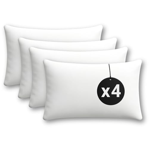 cuscini fiber Imbottitura Cuscini 30x50, Set da 4 Cuscini per Divano Anallergici Morbidi e Soffici, Cuscino Prodotto in Italia, Facile da Lavare