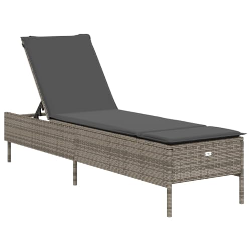 Bain de soleil en rotin synthétique gris résistant aux intempéries - 5