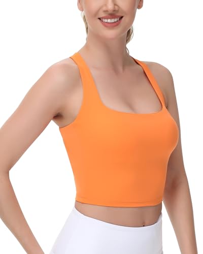 Image of romansong Strappy Yoga Sports Bras for Women Padded Criss-Cross Back Tank Tops