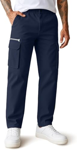 Image of CB-COLEBROOK Men Mid Rise Cargo || Cargo Pants Cotton || Relaxed Fit Elastic Waist || Loose Fit || Casual Pants || Cargos Pant with 7 Pockets (Cargo-48-54)