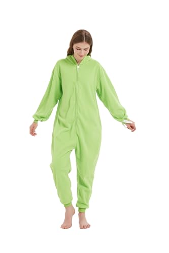 HvnTjvn Costume Onesie Adult Animal Jumpsuit Unisex One-Piece Pajamas Cosplay Costume Sleepwear for Halloween christmas Women Men XL Light Green