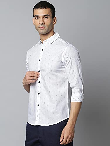 Image of Dennis Lingo Men's Dobby Print Slim Fit Cotton Casual Shirt