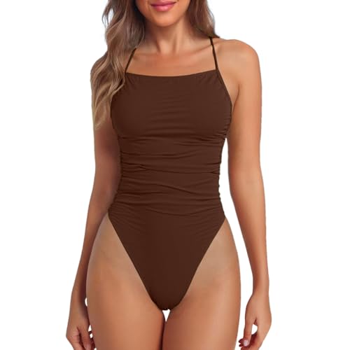 Mujer BañAdor De Una Pieza Sexy Ropa BañO BañAdores Hueco Playa Halter Fruncido Barriga Monokinis Traje Soporte Busto Baratos Resistente Al Agua Salada