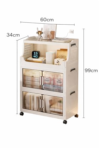 Image of YASONIC ๐ฎ+๐ญ ๐ง๐ถ๐ฒ๐ฟ Foldable Plastic Rack for Storage /Kitchen Cupboard /Versatile and Sturdy Wardrobe for Clothes /Multipurpose Storage Organizer /Closet for Bedroom /Living Room /Laundry Room (White)