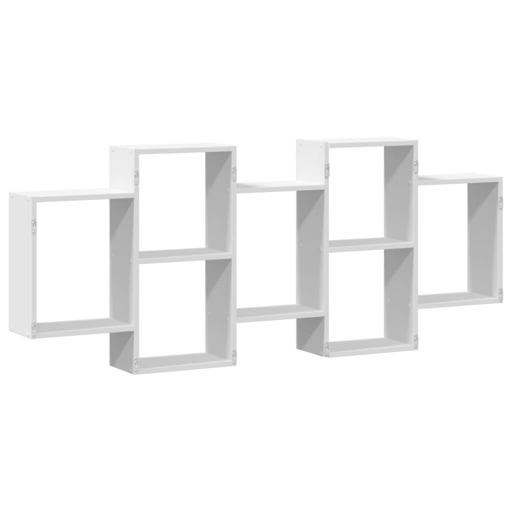 Wandregal Weiß aus Holzwerkstoff 159x18x65 cm, schwebendes Regal mit Stauraum, platzsparendes Wandboard für Wohnzimmer, Schlafzimmer, Küche und Büro