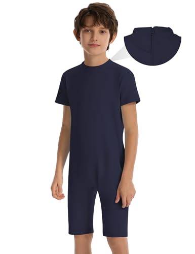 SPOFOR Kids Adaptive Sensory Jumpsuit for Autism SPD Anti-Strip Romper with Back YKK Zipper Guard for boy and girl
