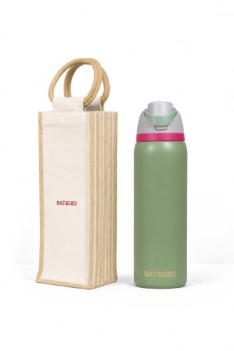 Image of Stainless Steel Water Bottle 32 oz with Flip Lid and Carry Loop (Moss Green, 960 ml)