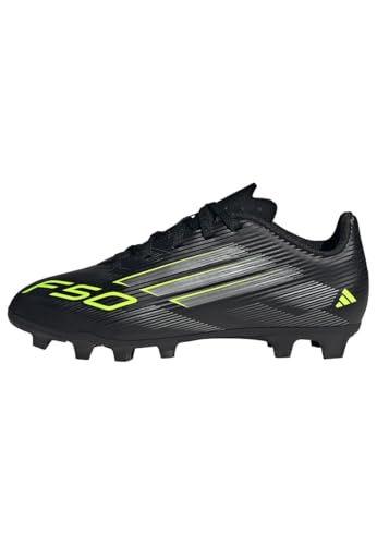 adidas Unisex - Bambini F50 Club Firm Ground/Multi Ground Football Boots Kids, Core Black/Iron Metallic/Lucid Lemon, 36...