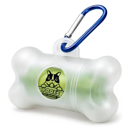 Pogi's Dog Poop Bag Dispenser with Metal Carabiner Clip - Includes 15 Pogi's Poop Bags for Dogs