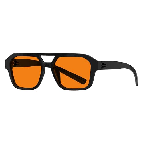 Eyekepper Amber Blue Light Blocking Glasses Men Women Black Pilot Frame