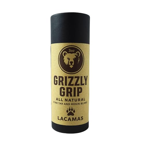 Lacamas Grizzly Grip Pine Tar Stick Batting Grip Enhancer for Baseball Softball & Sports Equipment All Natural Rosin Blend Pine Tar Brown 3oz Made in USA