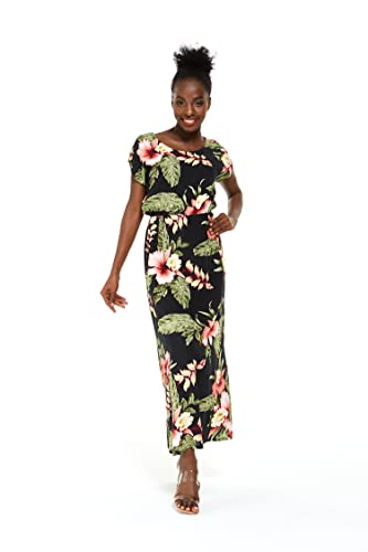 Image of Family Matching Hawaiian Clothes, Black Rafelsia | Lightweight 100% rayon • Family matching outfits • Beach vacations • Luaus • Cruises • Family photos