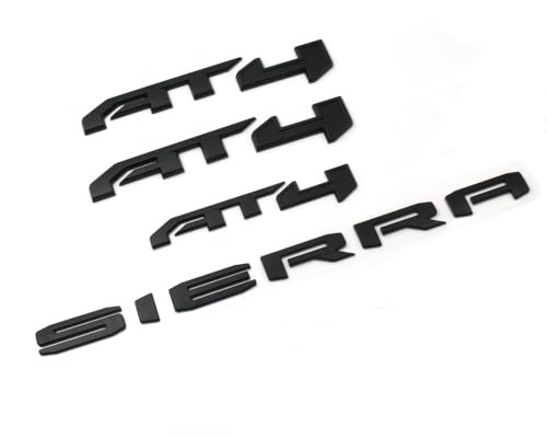 Image of 4PCS Matte Black AT4 Emblem Sierra Letters Compatible with 2019-2024 Sierra 1500 (Matte Black)