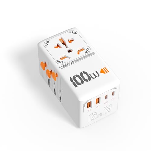 TESSAN 100W GAN Adaptador de Viaje, Cargador de Carga Rápida