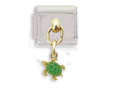 Turtle Dangle Italian Charm Bracelet Link