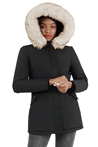 Molemsx Winter Jacket for Women, Womens Winter Coats,Womens Padded Jacket Hooded Thickened Long Jacket Warm Puffer Coat Parka Jacket for Cold Weather with Fur Hood Coats for Women Black XX-Large