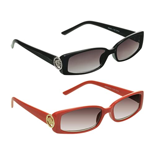 Image of proSPORT Full Lens Reading Sunglass Tinted Readers Women Small Gold or Silver Lion Crest Medusa Emblem Logo NOT BIFOCAL