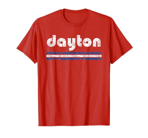 Dayton Ohio Retro Three Stripe Weathered Vintage T-Shirt