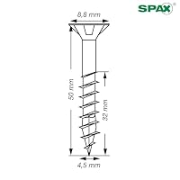 SPAX Universalschraube 4,5 x 50 mm, 360 Stück - Holzschrauben, Teilgewinde, Senkkopf, T-STAR plus T20, 4CUT Spitze, WIROX Beschichtung - 8000000276880 – Ansicht 2