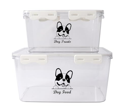 Hundefutter Aufbewahrung 2er-Pack Luftdichte Hundefutter Vorratsbehälter Transparenter Kunststoff in Lebensmittelqualität Hundefutter Behälter, Futterbehälter Hund 4-5 kg Tierfutter Hundefutterbox
