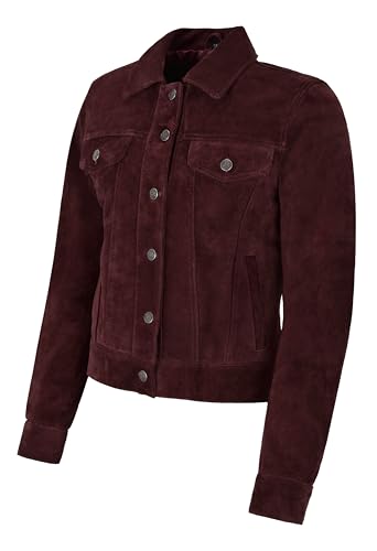 Women's Trucker Real Leather Jacket 100% Suede Casual Fashion Shirt Jacket 16802