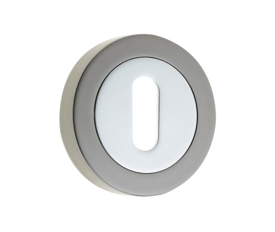 Kooples Hardware Dual Standard Keyway Escutcheons 50mm Round Rose Mortice Lock Cover Set (Polished Chrome/Polished Black Nickel)