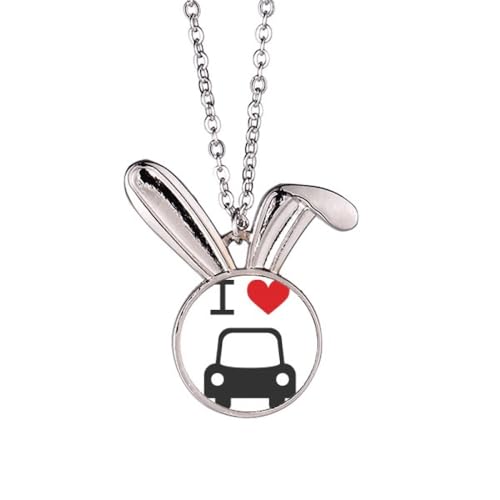 Collier lapin pendentif cœur rouge gravé I Love bijou tendance
