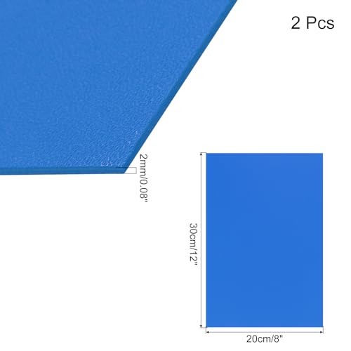 Image of ABS Plastic Sheet 8 x 12 Inch,Flexible Plastic Sheets 1 /12 Inch Thick Thermoplastic Sheet with Leather Texture Light Blue for DIY Crafts Decors 2Pcs