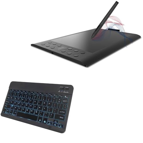 BoxWave Keyboard Compatible with Gaomon M106K Pro - SlimKeys Bluetooth Keyboard - with Backlight, Portable Slim LED 7 Colors - Jet Black