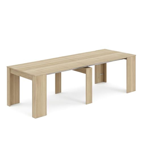 duehome | Mesa de Comedor, Consola, Mesa Extensible, Mesa para Salon, Recibidor o Cocina, Acabado en Roble Canadian, Modelo Denis, Medidas: 50-235 cm (Largo) x 90 cm (Ancho) x 78 cm (Alto)